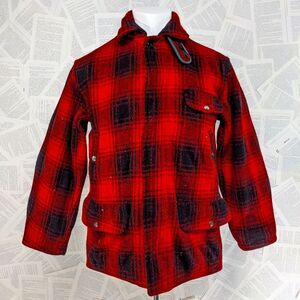 Vtg 40s Drybak Wool Hunting Field Jacket Red